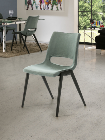 Scaun dining premium verde Pluto, poliester impermeabil, picioare metal, 851973 - Schuller [2]