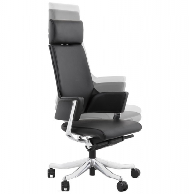 Scaun directorial negru Kennedy lux tapiterie piele naturala / baza aluminiu, OC00340BL - Kokoon [5]