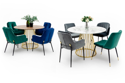 Scaun elegant design living Muriel, diverse culori, velur/picioare negre cu capete aurii, KH1201100122.DKGREY - King [9]