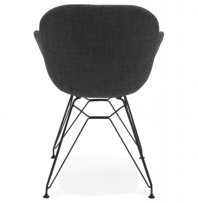 Scaun modern gri tapitat Equium Premium cu brate, picioare otel crom, AC01490DG - Kokoon [3]