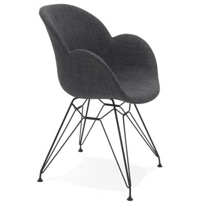 Promotii - Scaun modern gri tapitat Equium Premium cu brate, picioare otel crom, AC01490DG - Kokoon