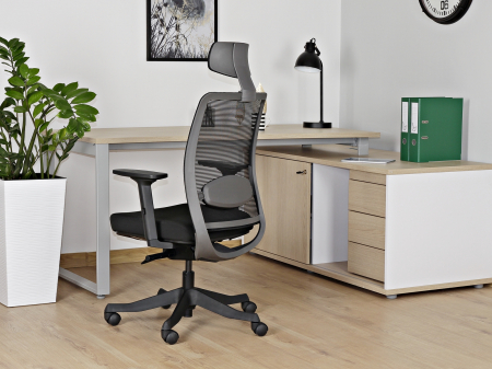 Scaun ergonomic birou sezut piele naturala diverse culori Anggun, inaltime reglabila, tetiera si cotiere ajustabile, 1199-B-SM01-HL4 - Unique [4]