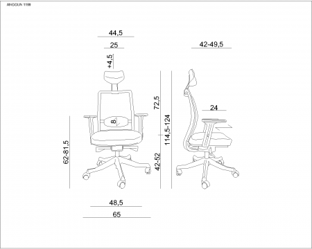 Scaun ergonomic birou sezut material textil diverse culori Anggun, inaltime reglabila, tetiera si cotiere ajustabile, 1199-B-SM01-BL418 - Unique [2]