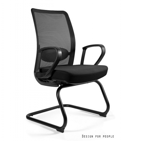 Scaune de birou - Scaun ergonomic birou sezut material textil diverse culori Anggun Skid, baza fixa din metal, cu cotiere, 1191-B-SM01-BL418 - Unique