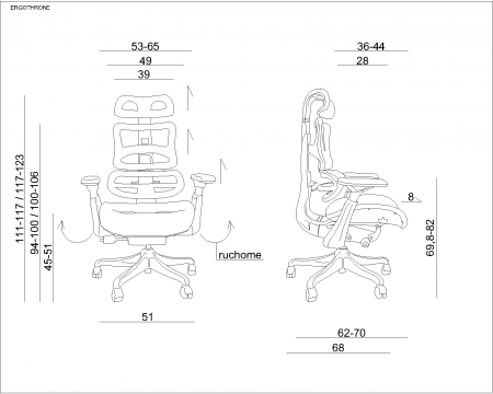 Scaun ergonomic negru Ergothrone, tapitat cu plasa, inaltime, adancime, cotiere si tetiera ajustabile, CM-B37A-3 - Unique [2]