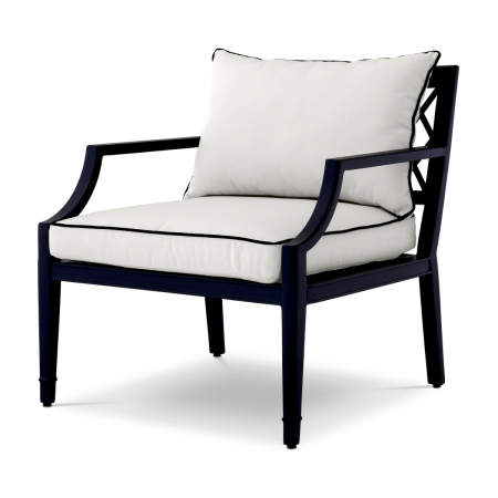 Promotii -   Scaun exterior Bella Vista din pânză sunbrella neagră 113646 EICHHOLTZ