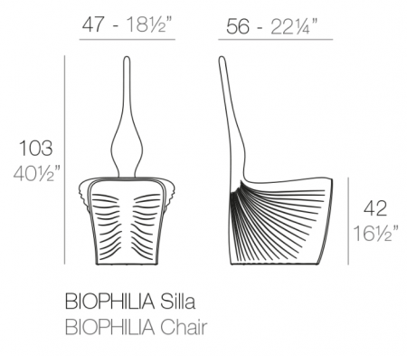 Scaun exterior Biophilia, diverse finisaje, 47x57x103 cm, design modern, 59001FP - Vondom [4]