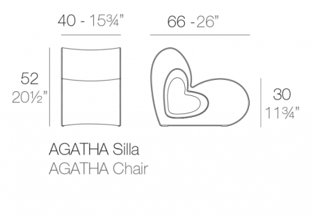 Scaun exterior copii Agatha 39x66x52 cm, aspect inima, rasina de polietilena, diverse finisaje, 52001 - Vondom [7]