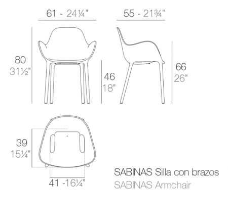 Scaun exterior cu brate Sabinas din polipropilena injectata cu fibra de sticla, diverse finisaje, 45012 - Vondom [4]