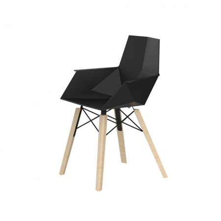 Fotolii si scaune - Scaun exterior Faz cu brate, model modern geometric, picioare lemn, 54294 - Vondom
