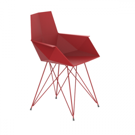 Fotolii si scaune - Scaun exterior Faz cu brate, polipropilena, picioare metal, design modern geometric, 54045 - Vondom