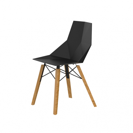 Fotolii si scaune - Scaun exterior Faz fara brate, model modern geometric, picioare lemn, 54295 - Vondom