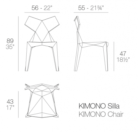 Scaun exterior Kimono fara brate, design geometric modern, din policarbonat, 54299 - Vondom [10]