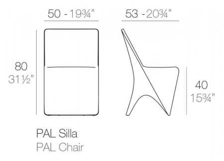 Scaun exterior Pal 50x53x80 cm, rasina din polietilena, design modern, 51025 - Vondom [5]