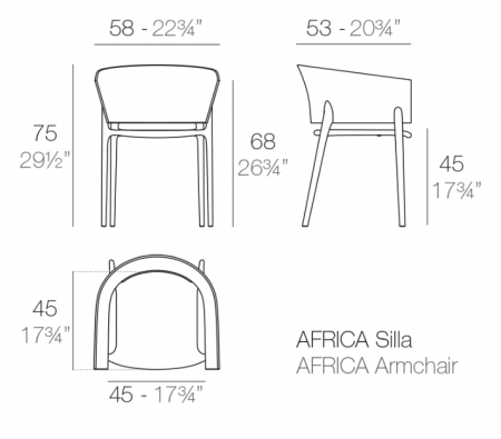 Scaun exterior premium Africa cu brate, polipropilena injectata cu fibra de sticla, 65005 - Vondom [6]