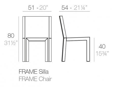 Scaun exterior premium Frame fara brate, polipropilena, diverse culori, 54093 - Vondom [1]