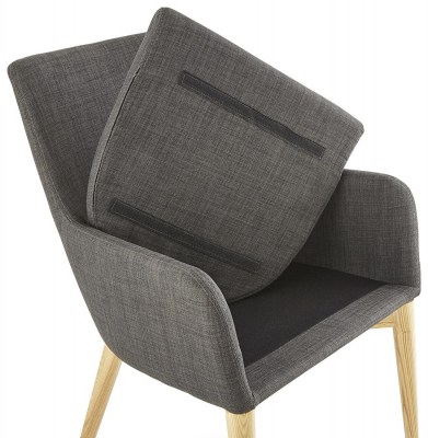 Scaun dining premium Gagu gri tapitat material textil, picioare lemn masiv, AC01240DG - Kokoon [7]