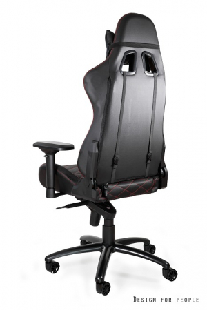 Scaun gaming ajustabil negru-rosu/portocaliu Dynamiq V3, tapiterie piele ecologică, accesorii textile, Y-2666-4-5 - Unique [2]