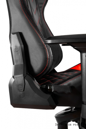 Scaun gaming ajustabil negru-rosu/portocaliu Dynamiq V3, tapiterie piele ecologică, accesorii textile, Y-2666-4-5 - Unique [4]