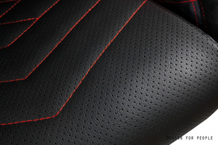 Scaun gaming ajustabil negru-rosu/portocaliu Dynamiq V3, tapiterie piele ecologică, accesorii textile, Y-2666-4-5 - Unique [3]