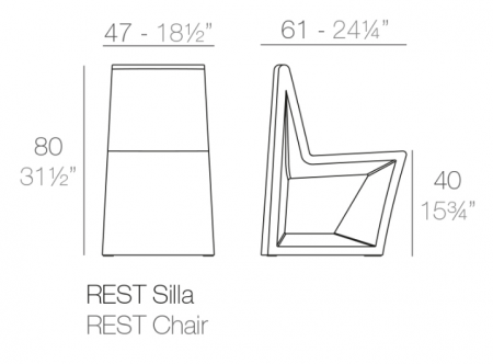 Scaun gradina/terasa Rest fara brate, 47x61x80 cm, polipropilena, diverse culori, 53012 - Vondom [8]
