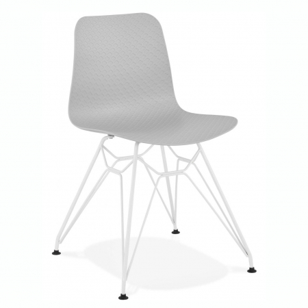 Scaune - Scaun gri de design Mikko picioare albe otel / polipropilena, CH01980GRWH - Kokoon