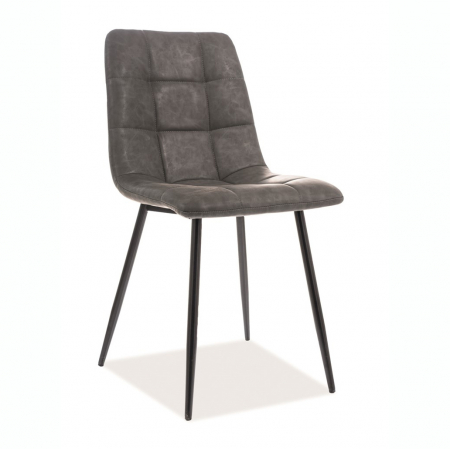 Lichidare stoc - Scaun gri tapitat piele ecologica Look, picioare negre metal, design modern, LOOKCSZ - Signal