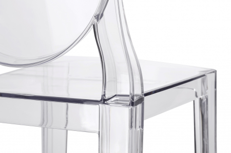 Scaun inalt bar-65 cm stil victorian Victoria II, policarbonat transparent/negru/gri, KH010100226 - King [5]