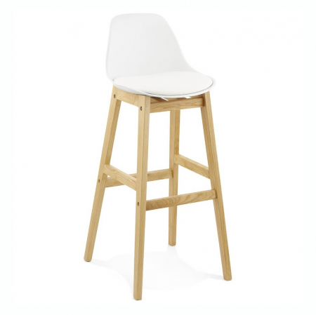 Scaune de bar - Scaun inalt bar alb Elody Premium stil scandinav, polipropilena, picioare lemn masiv stejar, BS01280WHWH - Kokoon
