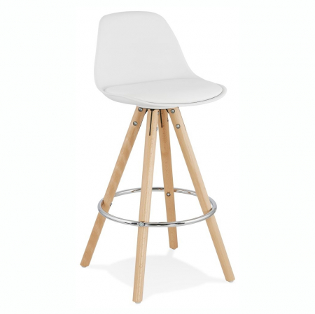 Scaune de bar - Scaun inalt bar alb Tree II premium, stil scandinav, picioare lemn inel crom, polipropilena/piele ecologica, BS02280WH - Kokoon