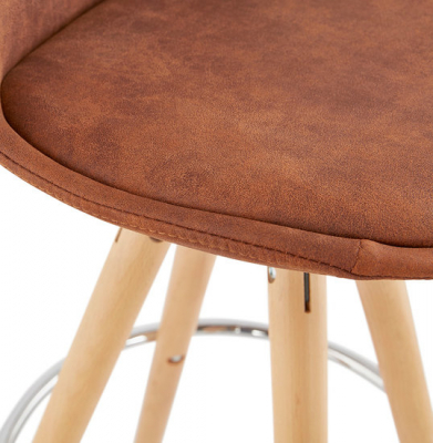 Scaun inalt bar caramiziu Tegan design scandinav, picioare fag cu inel crom, BS03710BRNA - Kokoon [5]