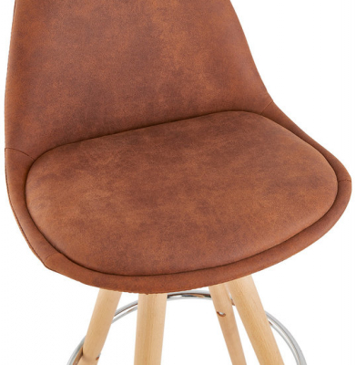 Scaun inalt bar caramiziu Tegan design scandinav, picioare fag cu inel crom, BS03710BRNA - Kokoon [4]