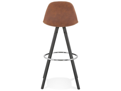 Scaun inalt bar caramiziu Tegan design scandinav, picioare negre lemn cu inel crom, BS03590BRBL - Kokoon [2]