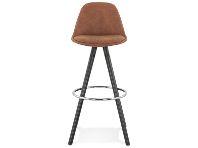 Scaun inalt bar caramiziu Tegan design scandinav, picioare negre lemn cu inel crom, BS03590BRBL - Kokoon [1]