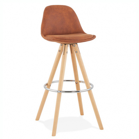 Scaune de bar - Scaun inalt bar caramiziu Tegan design scandinav, picioare fag cu inel crom, BS03710BRNA - Kokoon