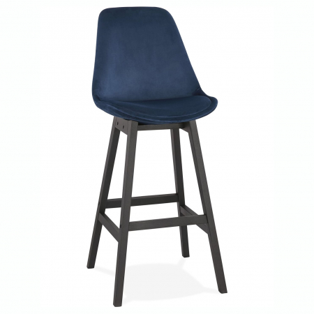 Scaune de bar - Scaun inalt bar catifea bleumarin Cline picioare negre din lemn, BS03230BUBL - Kokoon