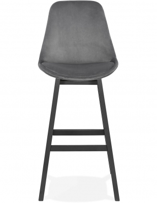 Scaun inalt bar catifea gri Cline picioare negre din lemn, BS03250GRBL - Kokoon [1]