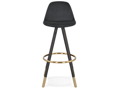 Scaun inalt bar catifea neagra Grace picioare negre lemn, insertii aurii, BS03160BLBL - Kokoon [1]