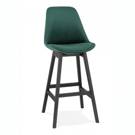 Scaune de bar - Scaun inalt bar catifea verde Cline picioare negre din lemn, BS03240GEBL - Kokoon