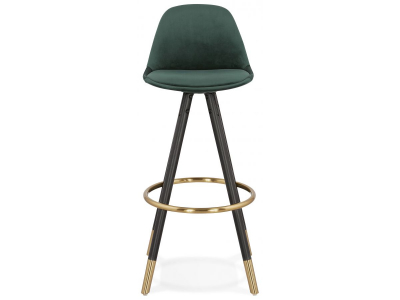 Scaun inalt bar catifea verde Grace picioare negre lemn, insertii aurii, BS03140GEBL - Kokoon [1]