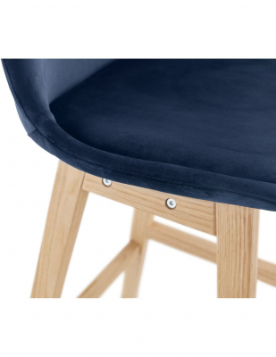 Scaun inalt bar Cline catifea bleumarin, design scandinav, picioare fag, BS03840BUNA - Kokoon [7]