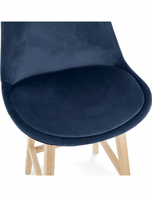 Scaun inalt bar Cline catifea bleumarin, design scandinav, picioare fag, BS03840BUNA - Kokoon [5]