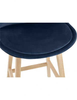 Scaun inalt bar Cline catifea bleumarin, design scandinav, picioare fag, BS03840BUNA - Kokoon [6]