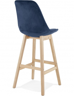 Scaun inalt bar Cline catifea bleumarin, design scandinav, picioare fag, BS03840BUNA - Kokoon [3]