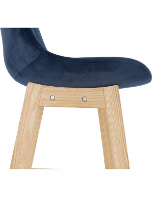 Scaun inalt bar Cline catifea bleumarin, design scandinav, picioare fag, BS03840BUNA - Kokoon [8]