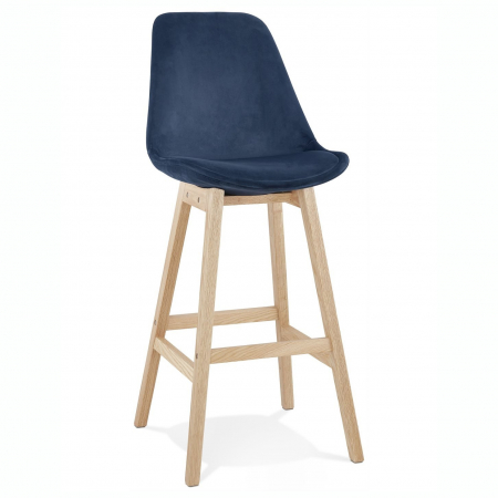 Scaune de bar - Scaun inalt bar Cline catifea bleumarin, design scandinav, picioare fag, BS03840BUNA - Kokoon