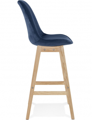Scaun inalt bar Cline catifea bleumarin, design scandinav, picioare fag, BS03840BUNA - Kokoon [2]