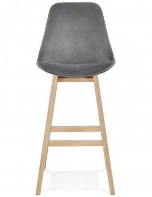 Scaun inalt bar Cline catifea gri, design scandinav, picioare fag, BS03880GRNA - Kokoon [1]