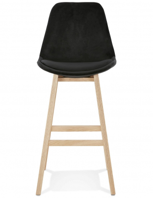 Scaun inalt bar Cline catifea neagra, design scandinav, picioare fag, BS03900BLNA - Kokoon [1]