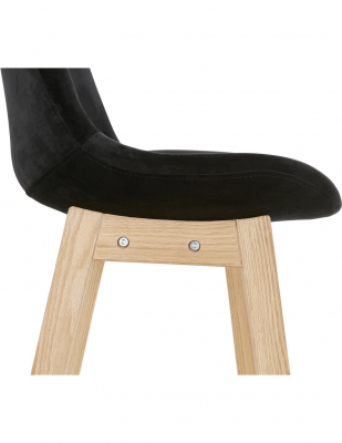 Scaun inalt bar Cline catifea neagra, design scandinav, picioare fag, BS03900BLNA - Kokoon [7]